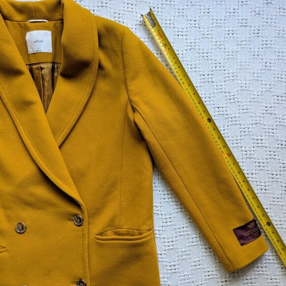 Aritzia WILFRED Wool Cashmere Blend Coat Women's Mustard Size M - Picture 8 of 9